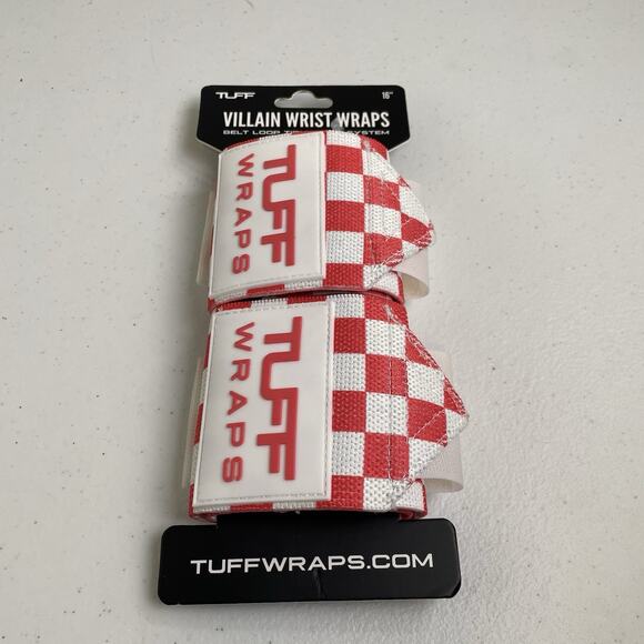 Tuff Villian Wrist Wraps 16" Pink White Checker New Lifting Weight Training - Picture 1 of 5